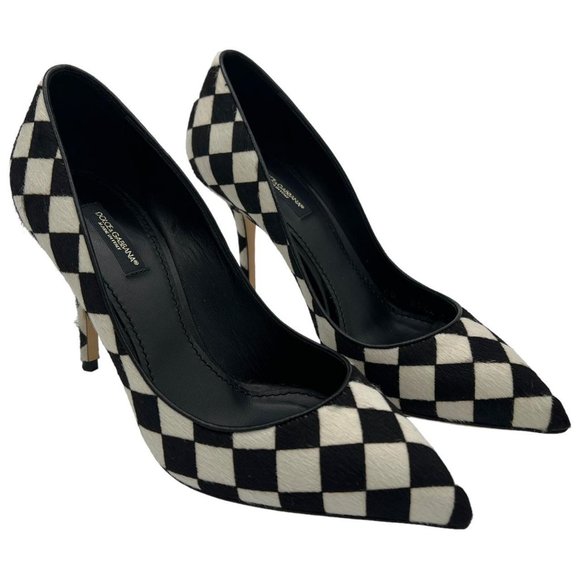 Dolce & Gabbana Shoes - Vintage Dolce & Gabbana black and white checkered ponyhair pointed toe heels